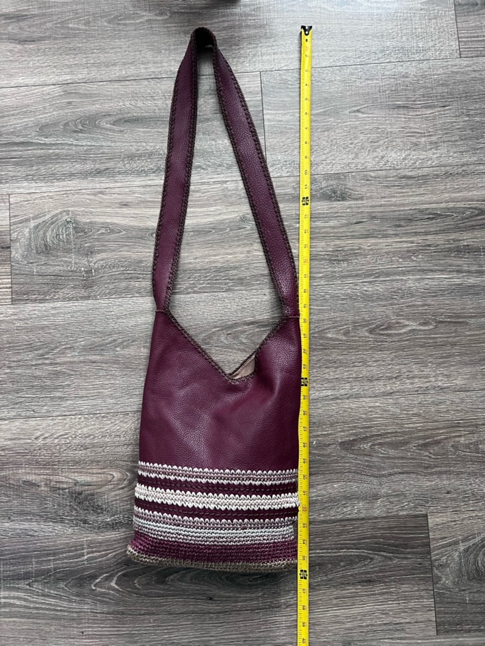 The Sak Burgundy and Beige Crochet-Trim Back to Bali Shoulder Bag - Picture 9 of 12